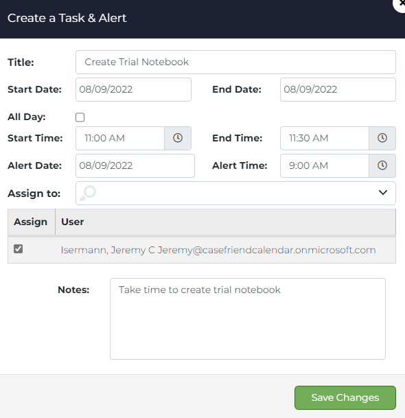 Tasks & Alerts – Casefriend